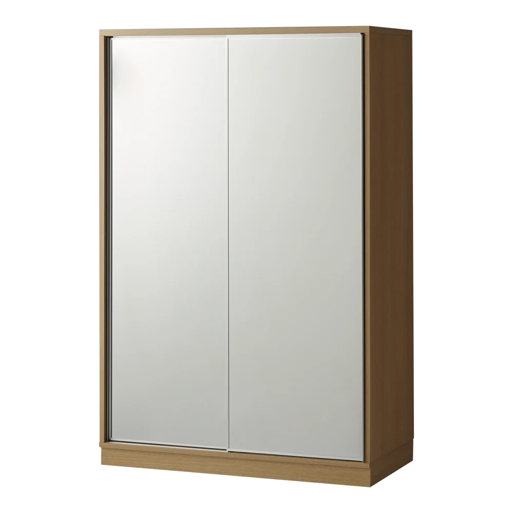 【日本製】省スペースで大容量！引き戸式ミラーワードローブ ハンガー棚タイプ 幅118cm ワードローブ クローゼット 衣類収納 644305