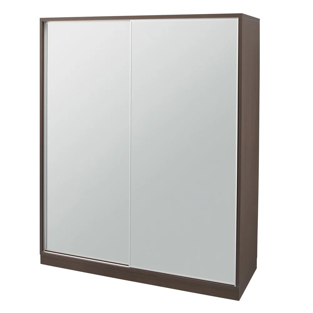 【日本製】省スペースで大容量！引き戸式ミラーワードローブ ハンガー棚タイプ 幅148cm ワードローブ クローゼット 衣類収納 644306