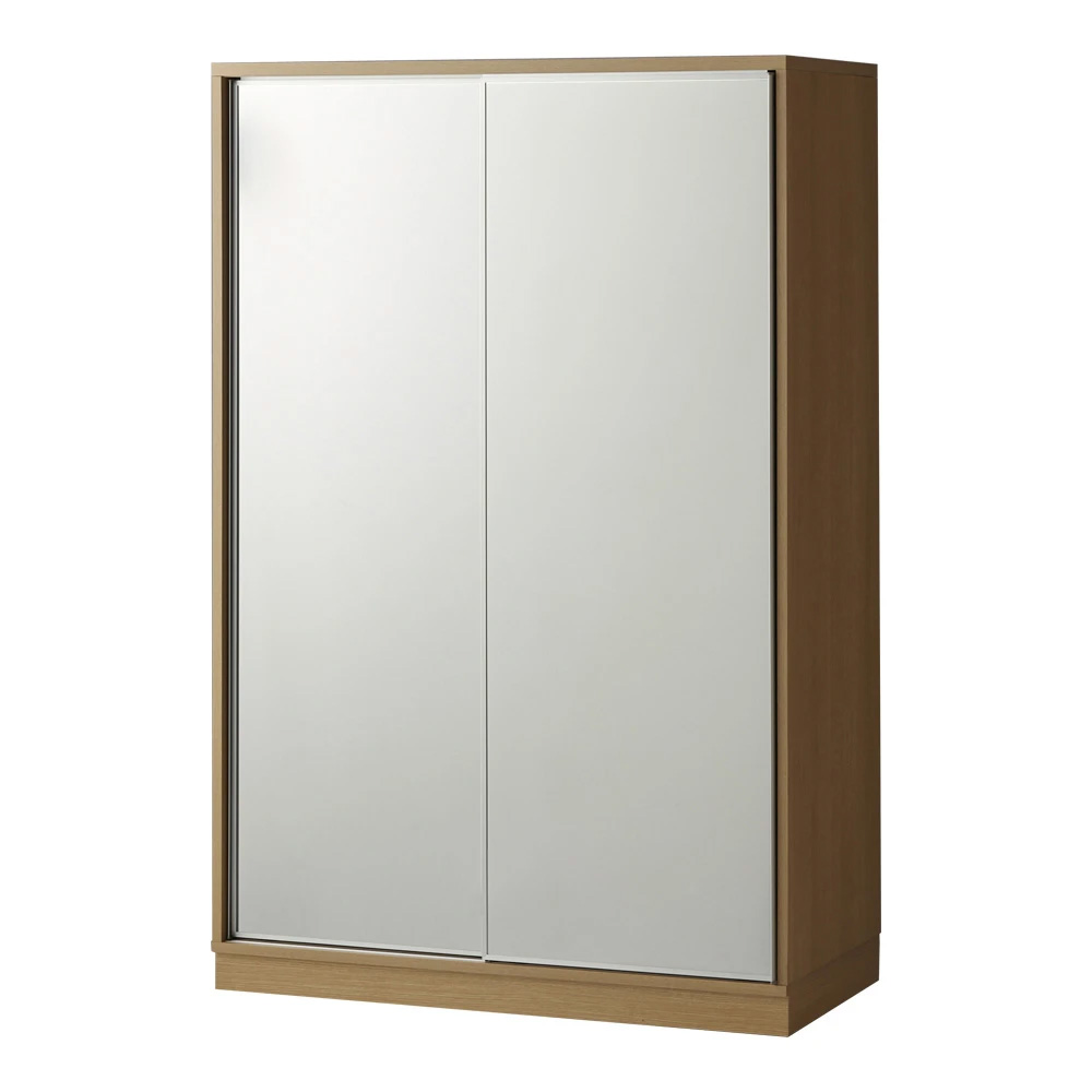 【日本製】省スペースで大容量！引き戸式ミラーワードローブ 棚タイプ 幅118cm ワードローブ クローゼット 衣類収納 644308