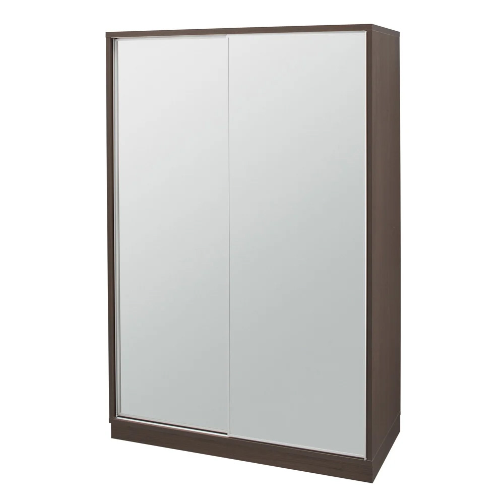 【日本製】省スペースで大容量！引き戸式ミラーワードローブ 棚タイプ 幅118cm ワードローブ クローゼット 衣類収納 644308