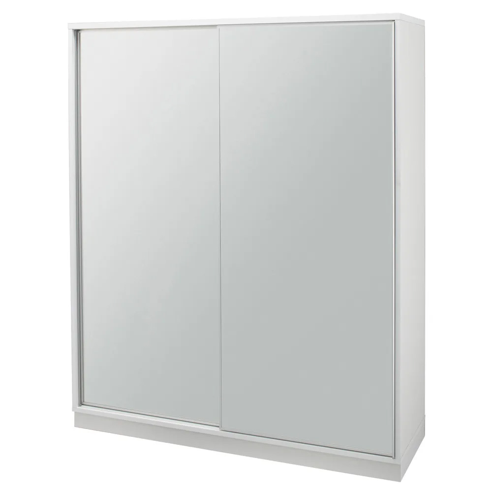 【日本製】省スペースで大容量!引き戸式ミラーワードローブ 棚タイプ 幅148cm ワードローブ クローゼット 衣類収納 644309