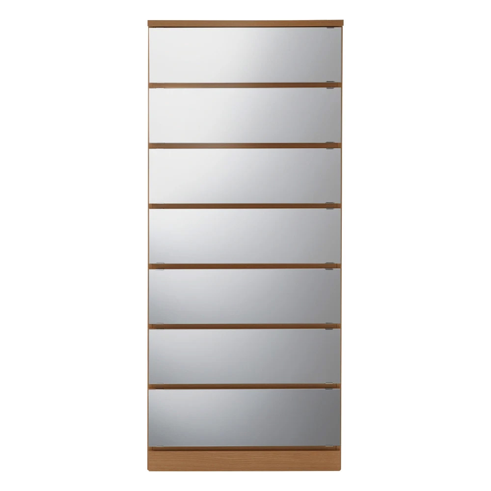 【日本製】省スペースで大容量!引き戸式ミラーワードローブ タワーチェスト 幅77.5cm タンス 衣類収納 644311