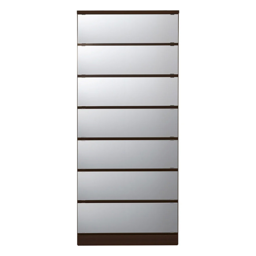 【日本製】省スペースで大容量!引き戸式ミラーワードローブ タワーチェスト 幅77.5cm タンス 衣類収納 644311