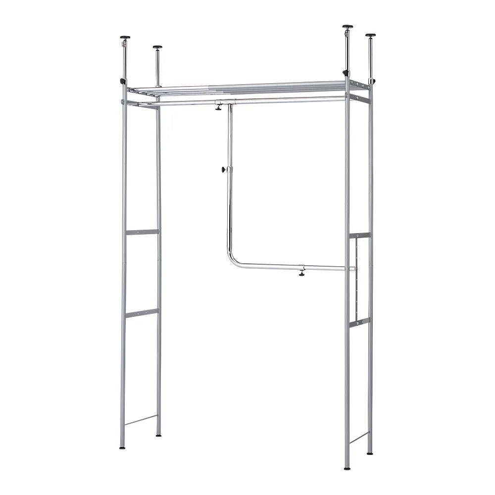 ウォークイン突っ張りハンガー 幅78cm-128cm・ロータイプ（高さ185cm-245cm）・カーテンなし クローゼットハンガー カバー 衣類収納 644651