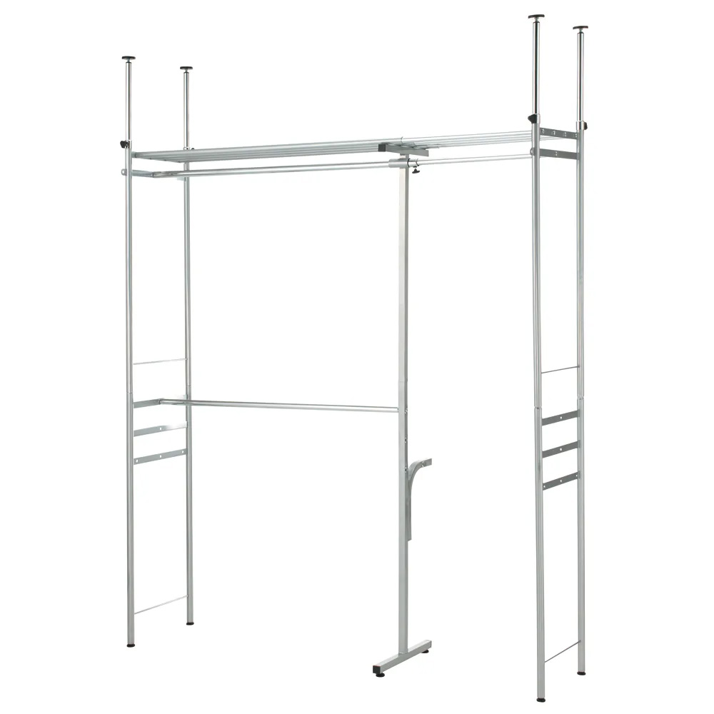 ウォークイン突っ張りハンガー 幅111cm-200cm・ロータイプ（高さ185cm-245cm）・カーテンなし クローゼットハンガー カバー 衣類収納 644653