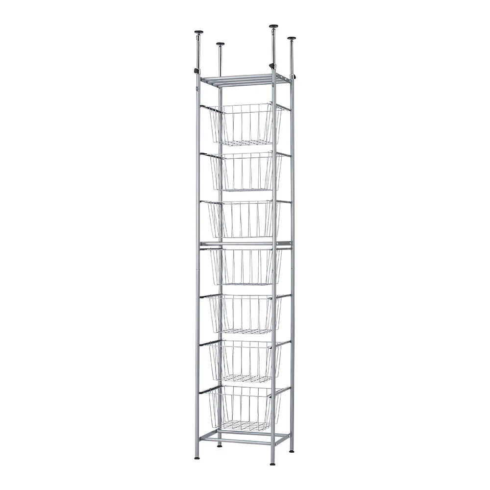 ウォークイン突っ張り ハンガーシリーズ カーテンなしタイプ ハイタイプ バスケット幅48cm ランドリー小物収納 トイレ 洗面所 ランドリー収納 644656