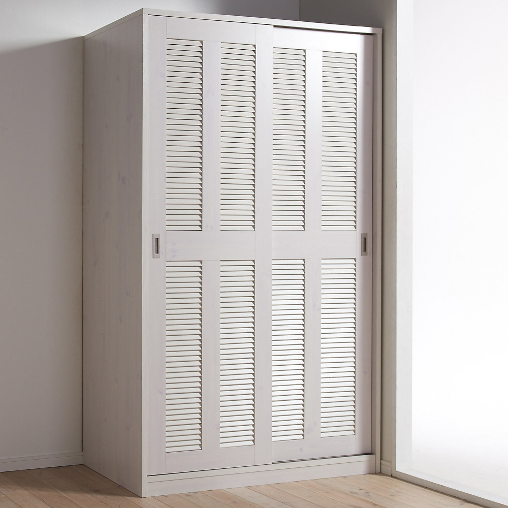 通気性の良い 引き戸ルーバーワードローブ 幅120cm ワードローブ クローゼット 衣類収納 644715