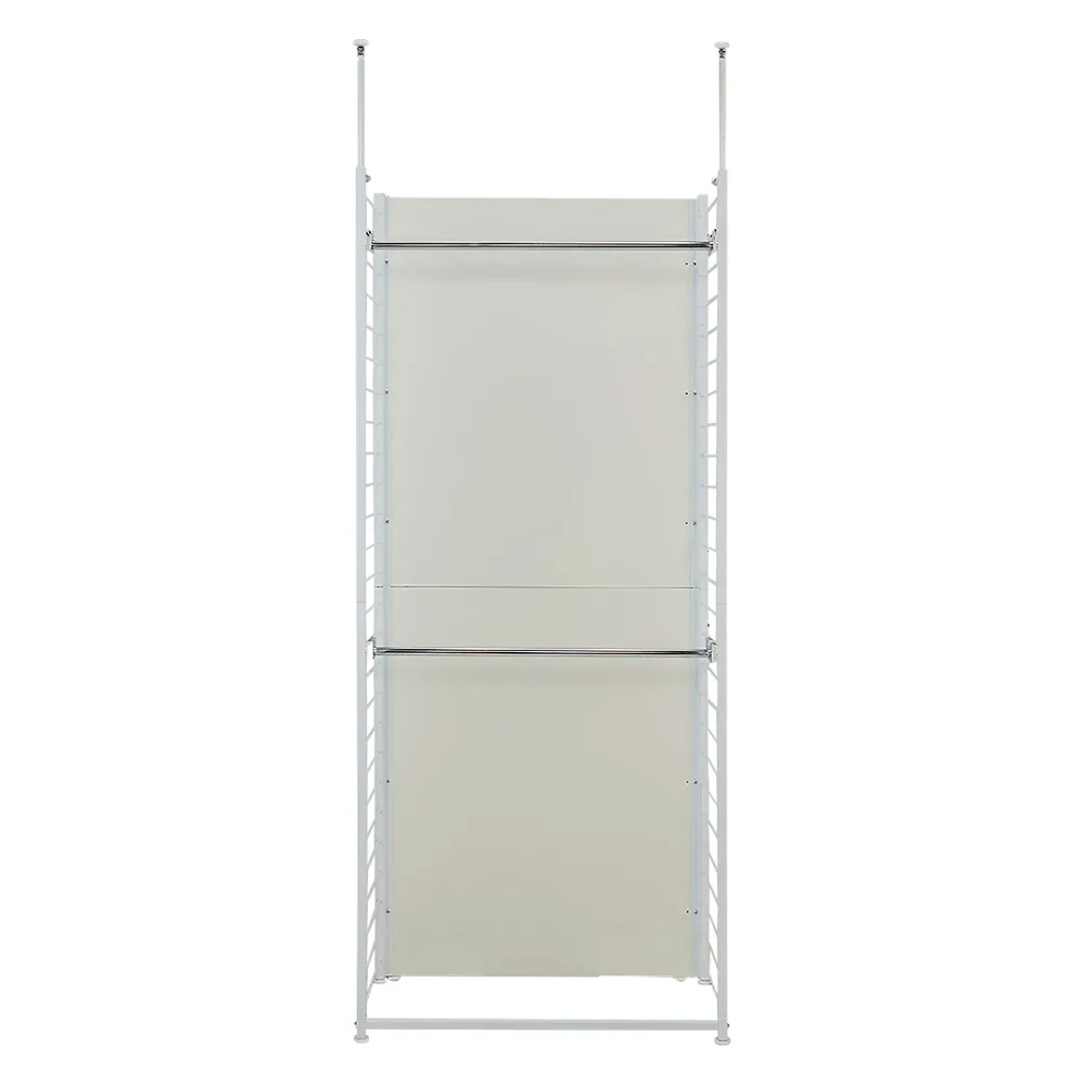 ホワイト間仕切り収納 ハンガー2段タイプ 幅90cm パーテーション 間仕切り リビング収納 644812