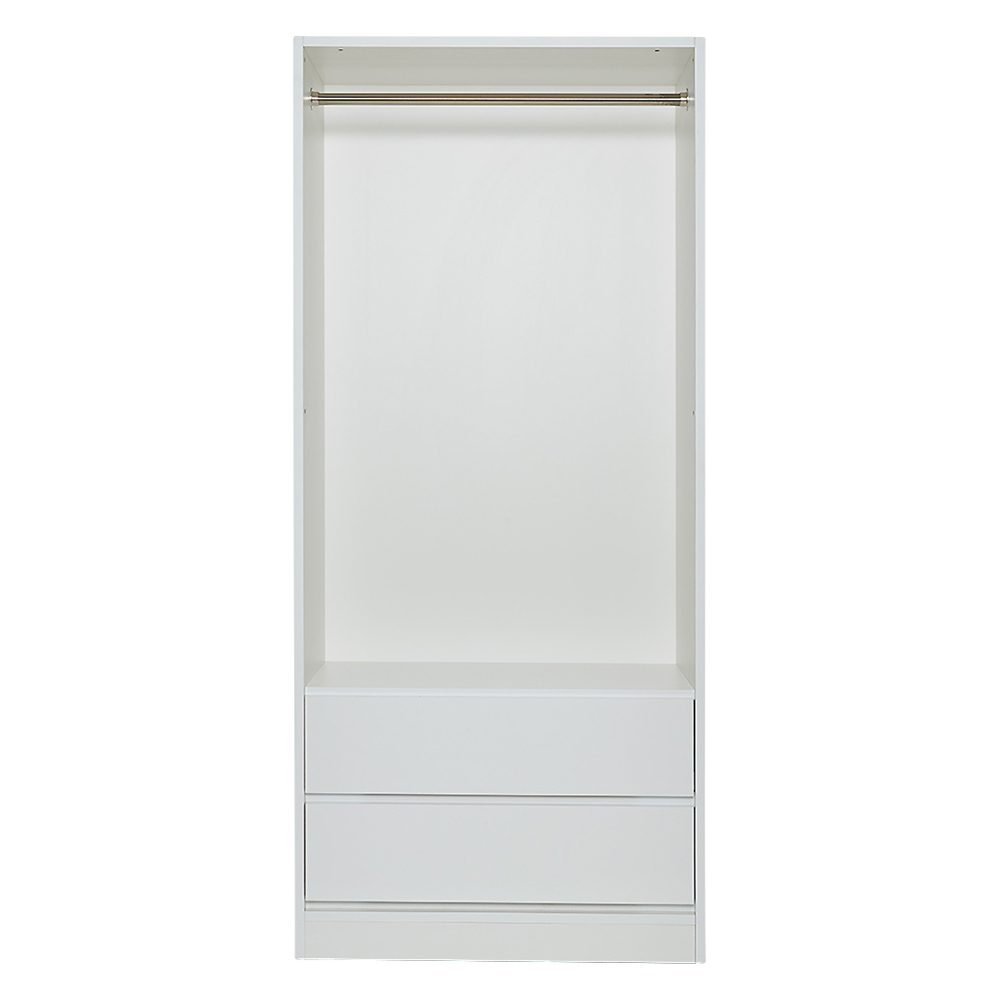 奥行スリムで省スペース オープン間仕切りワードローブ ハンガー1段+引き出し2杯 幅80奥行54cm パーテーション 間仕切り リビング収納 644833