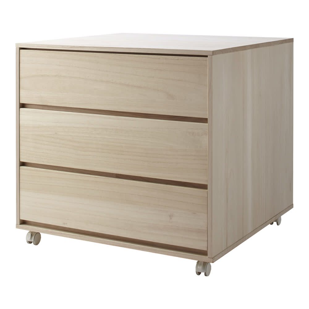 【日本製】キャスター付き総桐押し入れタンス 3段 幅75cm奥行75cm 押入れ クローゼット収納 衣類収納 644945