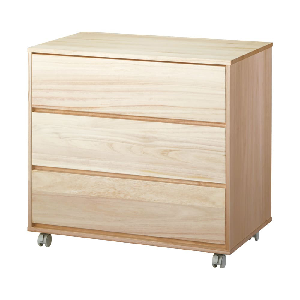 【日本製】キャスター付き総桐クローゼットタンス 3段 幅75cm奥行44cm 押入れ クローゼット収納 衣類収納 644947