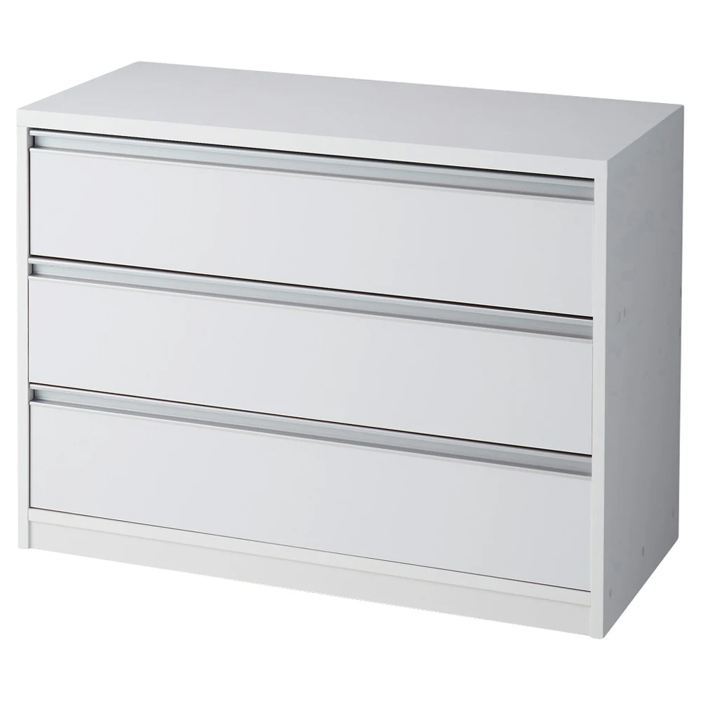 【ローチェスト】気軽に動かせる隠しキャスター付きワイドクローゼットチェスト 幅90cm・3段高さ67cm 押入れ クローゼット収納 衣類収納 645068