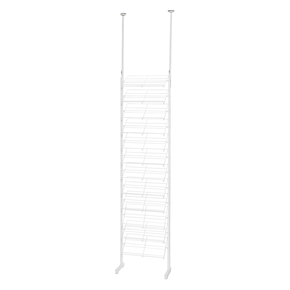 ブルックリン風 突っ張りシューズラック2列 幅52cm スッキリ モダン おしゃれ デッドスペース スペース 有効活用 シューズラック ケース 下駄箱 玄関収納 645205