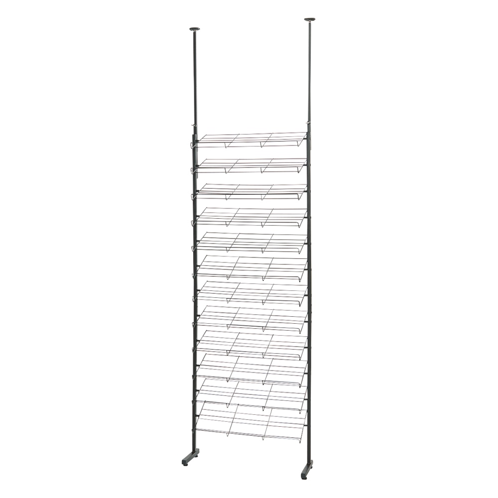 ブルックリン風 突っ張りシューズラック3列 幅72cm シューズラック ケース 下駄箱 玄関収納 645206