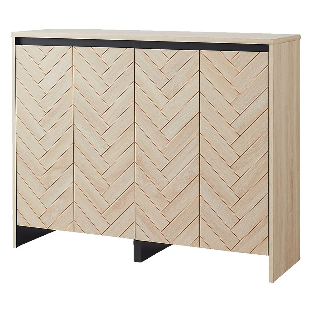 ヘリンボーン柄シューズボックス ロータイプ高さ92cm・幅116.5cm奥行35cm 下駄箱 シューズボックス 玄関収納 645222