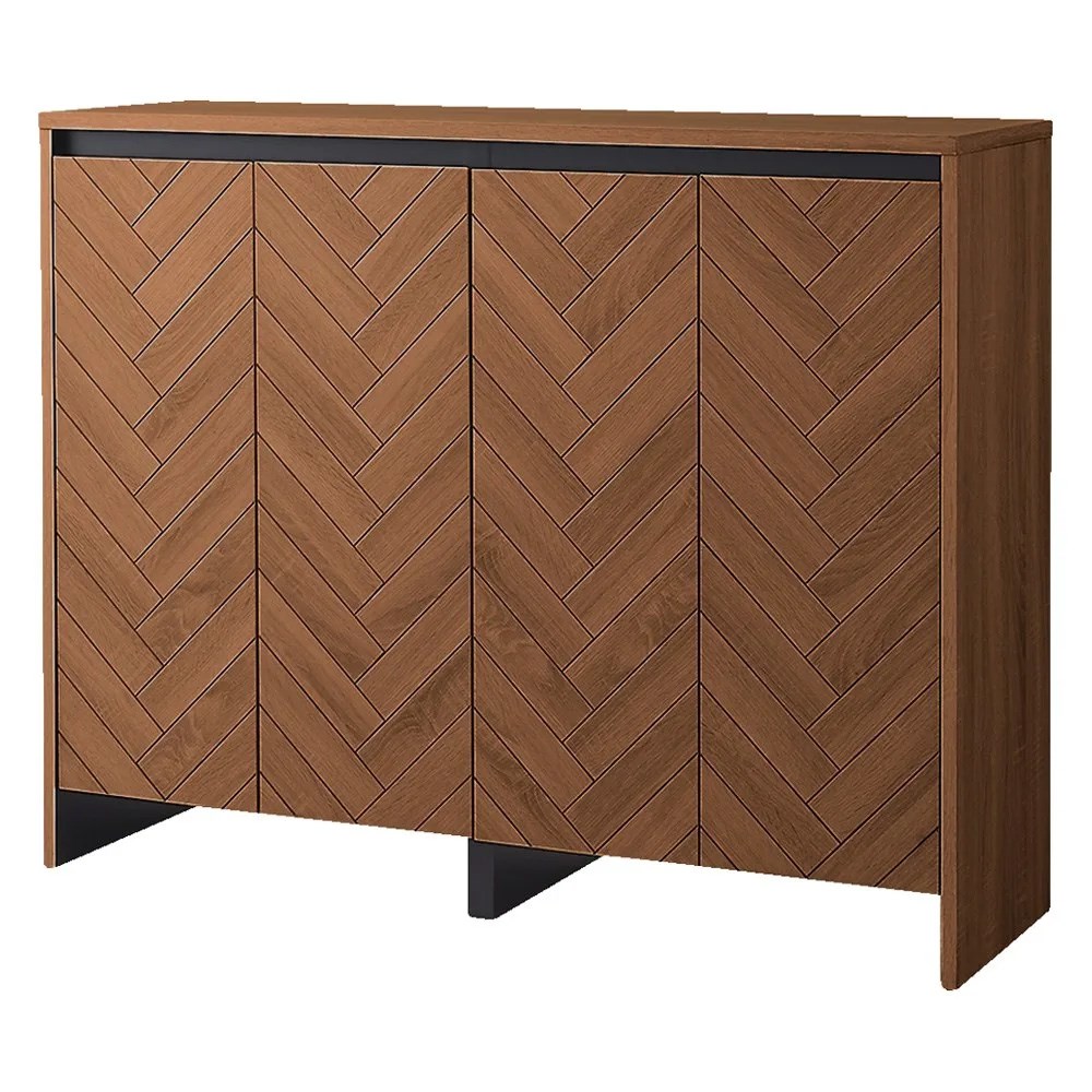 ヘリンボーン柄シューズボックス ロータイプ高さ92cm・幅116.5cm奥行35cm 下駄箱 シューズボックス 玄関収納 645222