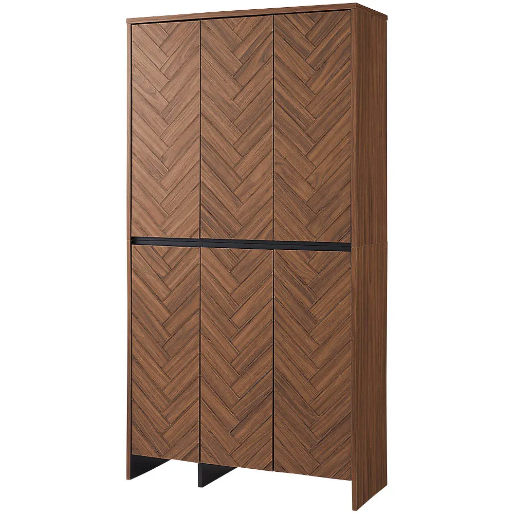 ヘリンボーン柄シューズボックス ハイタイプ高さ169.5cm・幅88cm奥行35cm 下駄箱 シューズボックス 玄関収納 645224