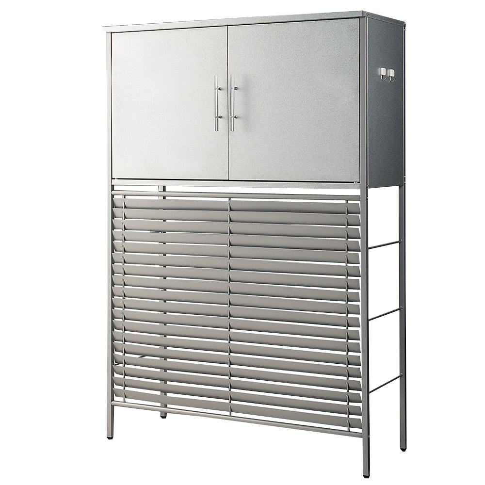 逆ルーバー室外機カバー 【大型対応】収納庫付き エアコン室外機カバー 645305