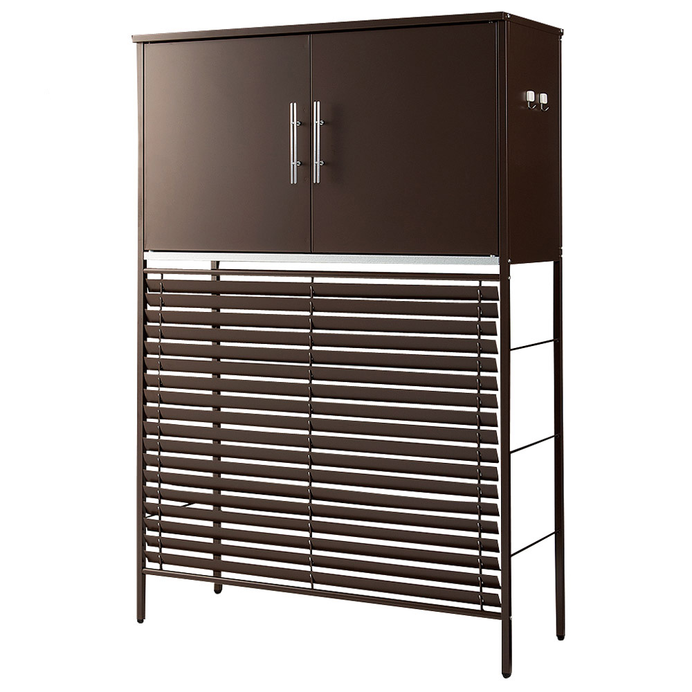 逆ルーバー室外機カバー 【大型対応】収納庫付き エアコン室外機カバー 645305