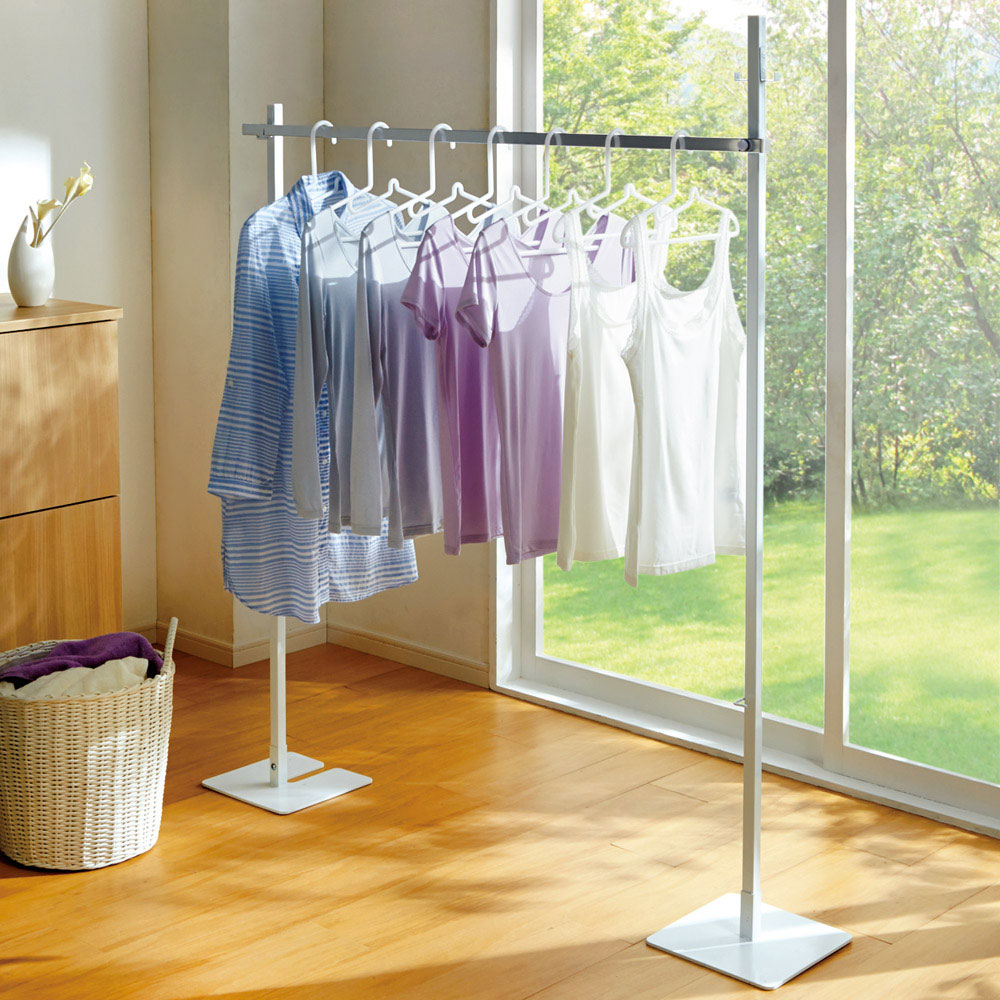 コンパクトに収納 2WAY物干しポールハンガー シングル 洗濯物干し台 洗濯用品 物干し 64036A