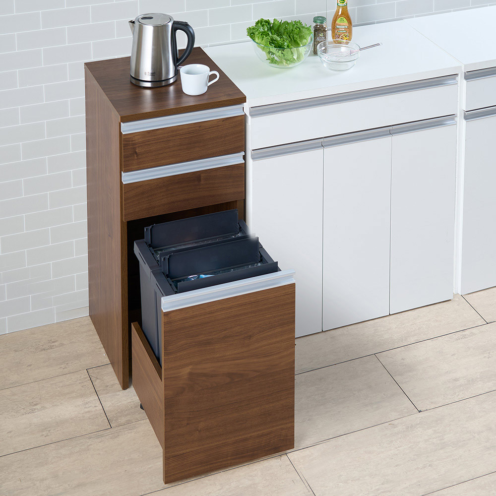 ［幅39奥行45高さ88cm］分別ゴミ箱付きすき間収納庫 2分別 日本製 キッチンストッカー 隙間収納 キッチン収納 640715