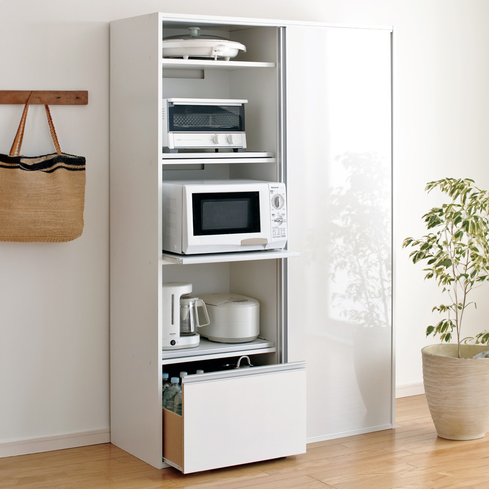 全部隠せる スライド棚付きキッチン家電収納庫 ハイタイプ キッチンボード キッチン収納 640810