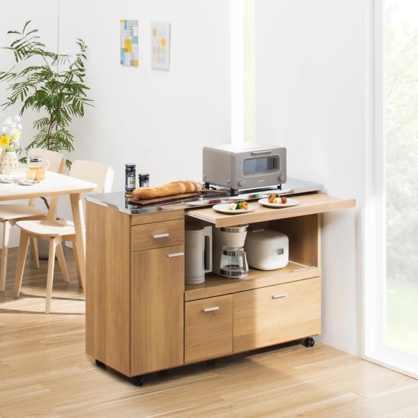 家電たっぷり収納ステンレス天板カウンター 幅119.5cm キッチンカウンター キッチン収納 641511