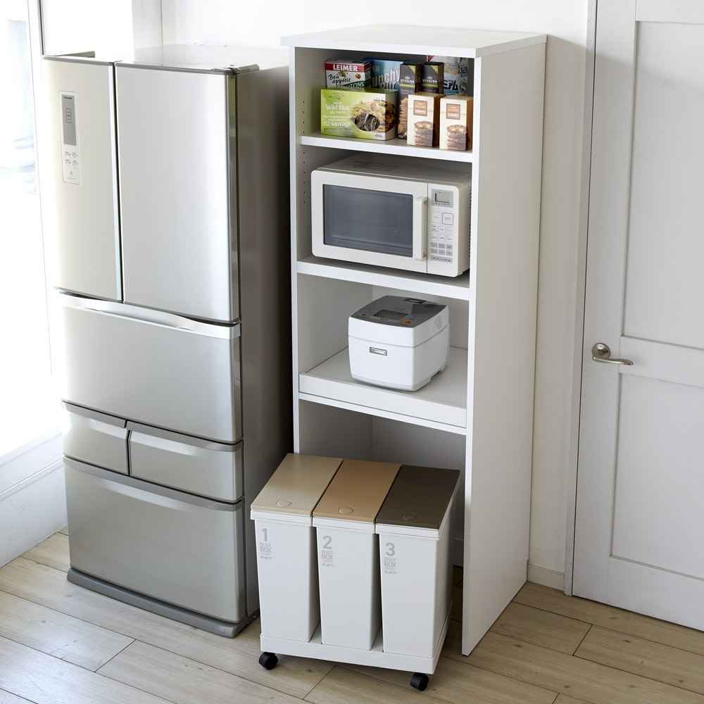 狭いキッチンでも広々使える引き戸式大型パントリーシリーズ レンジラック 下オープン 幅60cm レンジ台 キッチンラック キッチン収納 641731