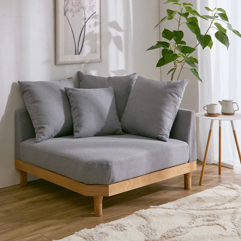 組み合わせが楽しめる天然木の広々ローソファ コーナー用 幅97cm奥行97cm高さ80cm・85cm ファブリックソファ ソファ 642705