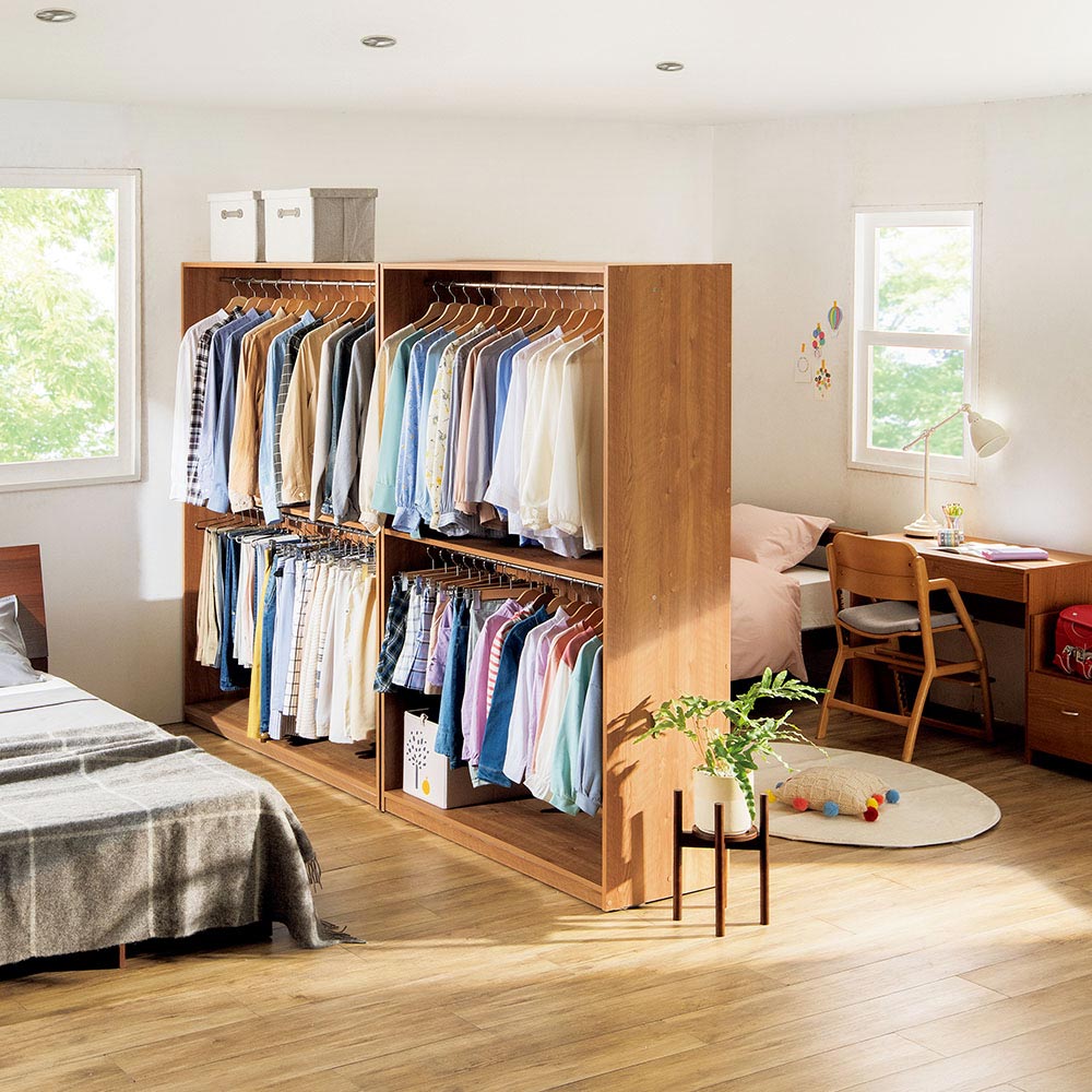 ≪幅150cm≫ 生活動線がスムーズ 可動間仕切りクローク 奥行44.5cm高さ180cm パーテーション 間仕切り リビング収納 644242