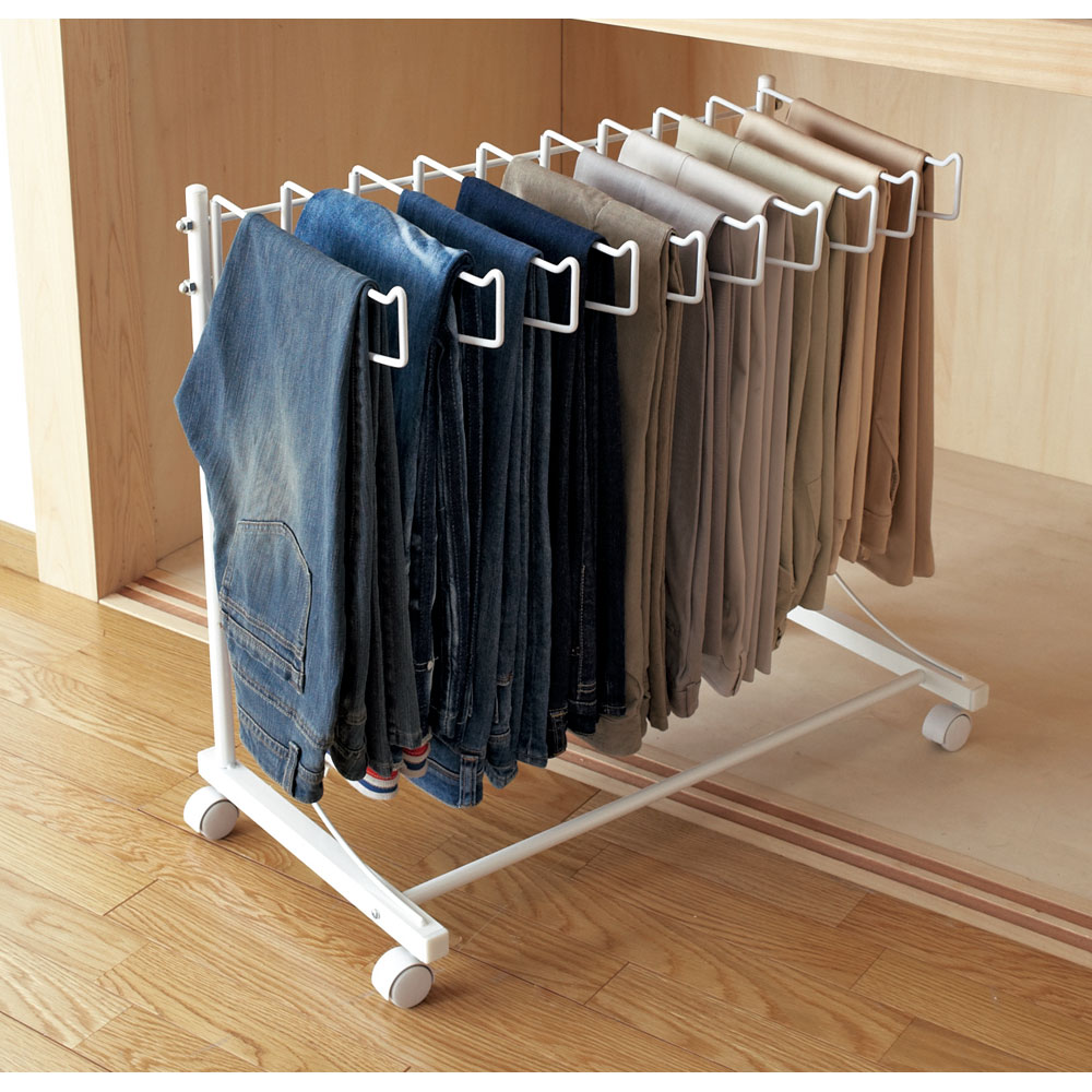 パンツ＆ジーンズハンガーラック 10本掛け 幅75cm 押入れ クローゼット収納 衣類収納 644504