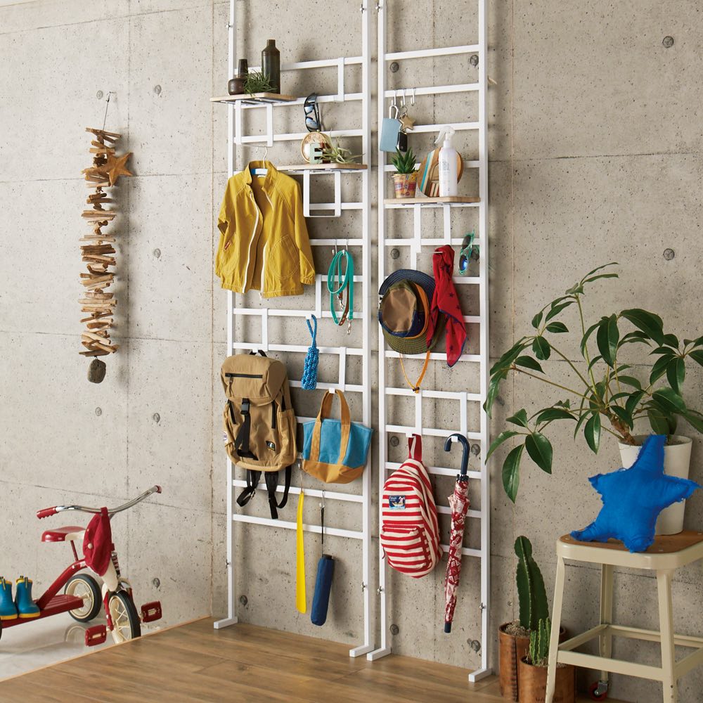 ブルックリン風 突っ張りブティックハンガー 幅65cm 玄関周り雑貨 下駄箱 玄関収納 645202