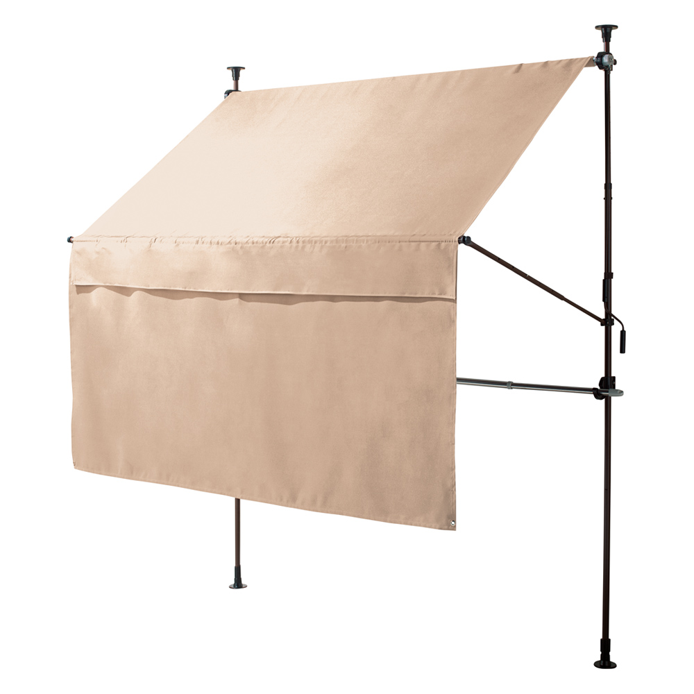 物干し竿＆目隠し前幕付き 突っ張りオーニング 本体幅203cm 日除けシェード ガーデンパラソル 645314