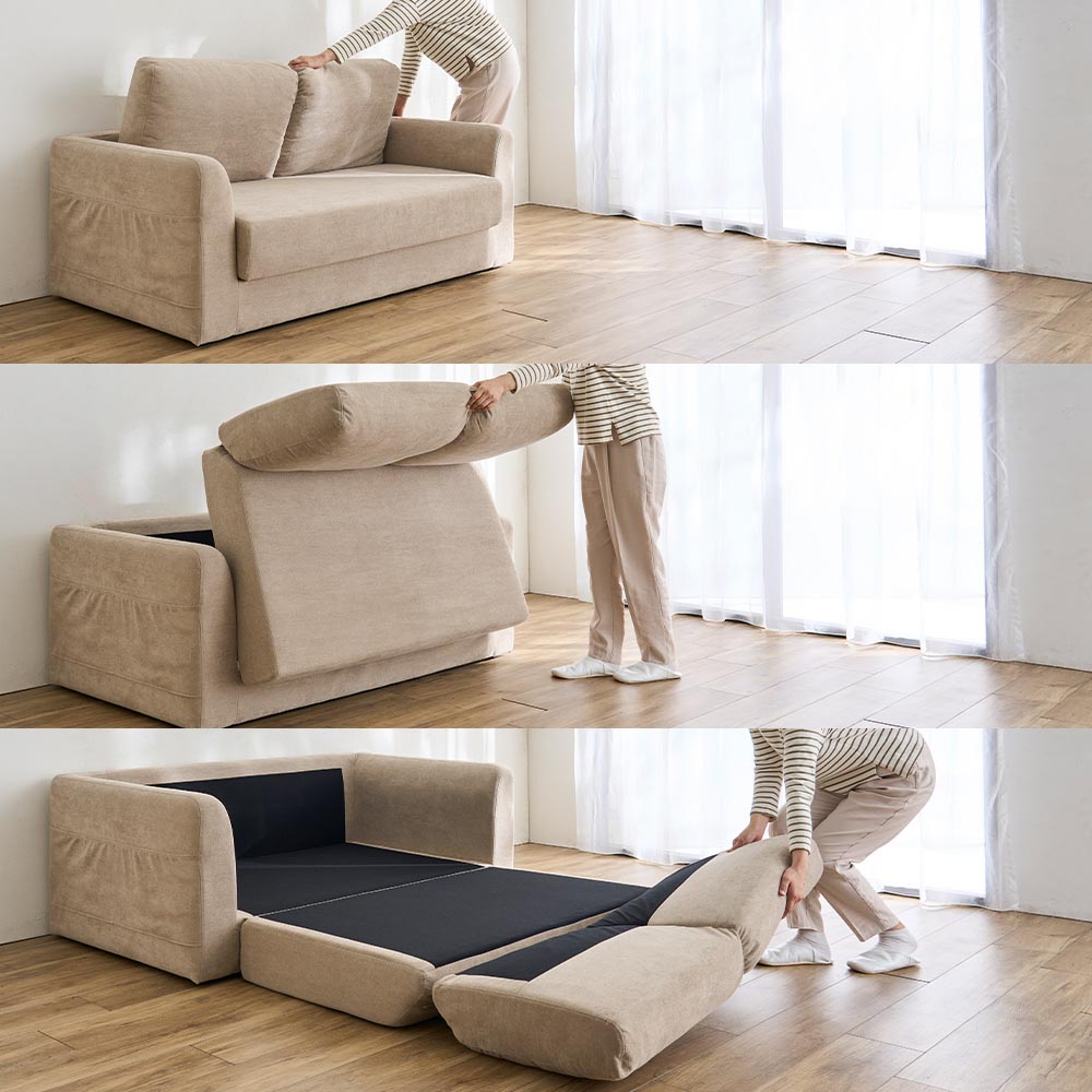 壁付けしたままワンタッチで変わる折りたたみソファベッド 幅128cm