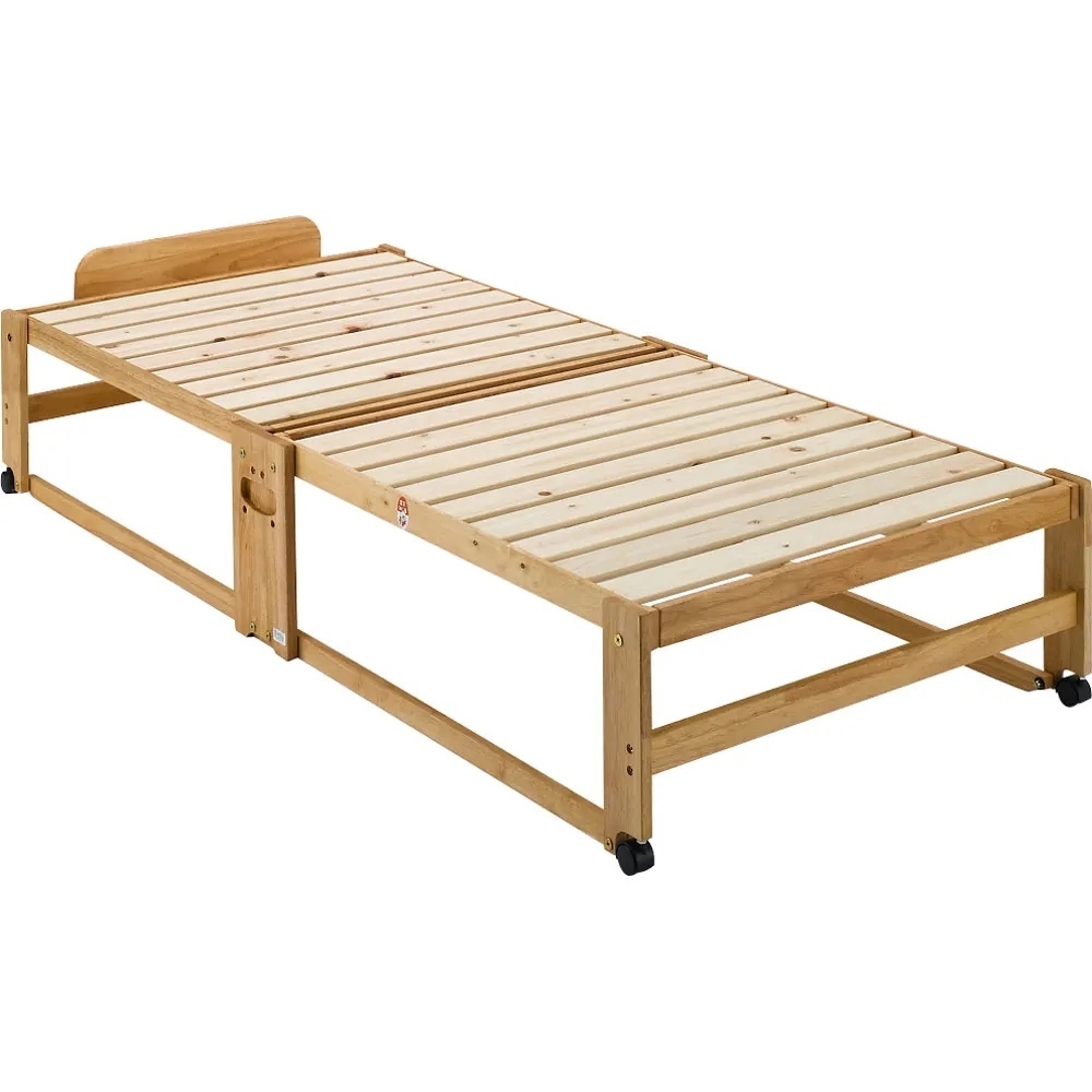 ≪ヘッドあり≫ 折りたたみ式ひのきすのこベッド ワイドシングルハイ 幅106.5cm サステナブル 685409