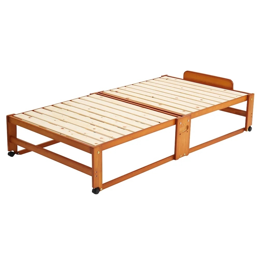 ≪ヘッドあり≫ 折りたたみ式ひのきすのこベッド ワイドシングルハイ 幅106.5cm サステナブル 685409