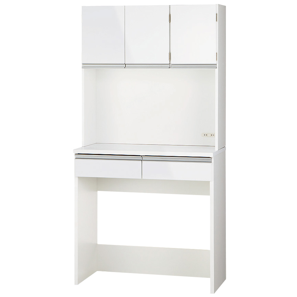 キッチン通路をキレイにする！下オープンダイニングシリーズ レンジボード・幅90cm高さ175cm 収納 おしゃれ キッチンボード ラック 家電収納 コンセント付き 収納棚 炊飯器ラック キッチンラック 炊飯器 キッチン レンジ台 キッチン収納 686208