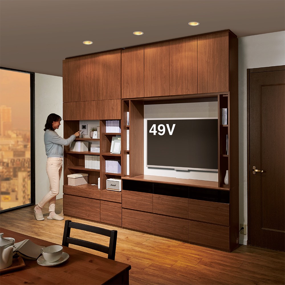 壁掛けテレビ周りに設置！薄型壁面収納シリーズ 収納庫 段違い棚タイプ 幅40奥行35高さ180cm リビング壁面収納 壁面収納 システム収納 687665