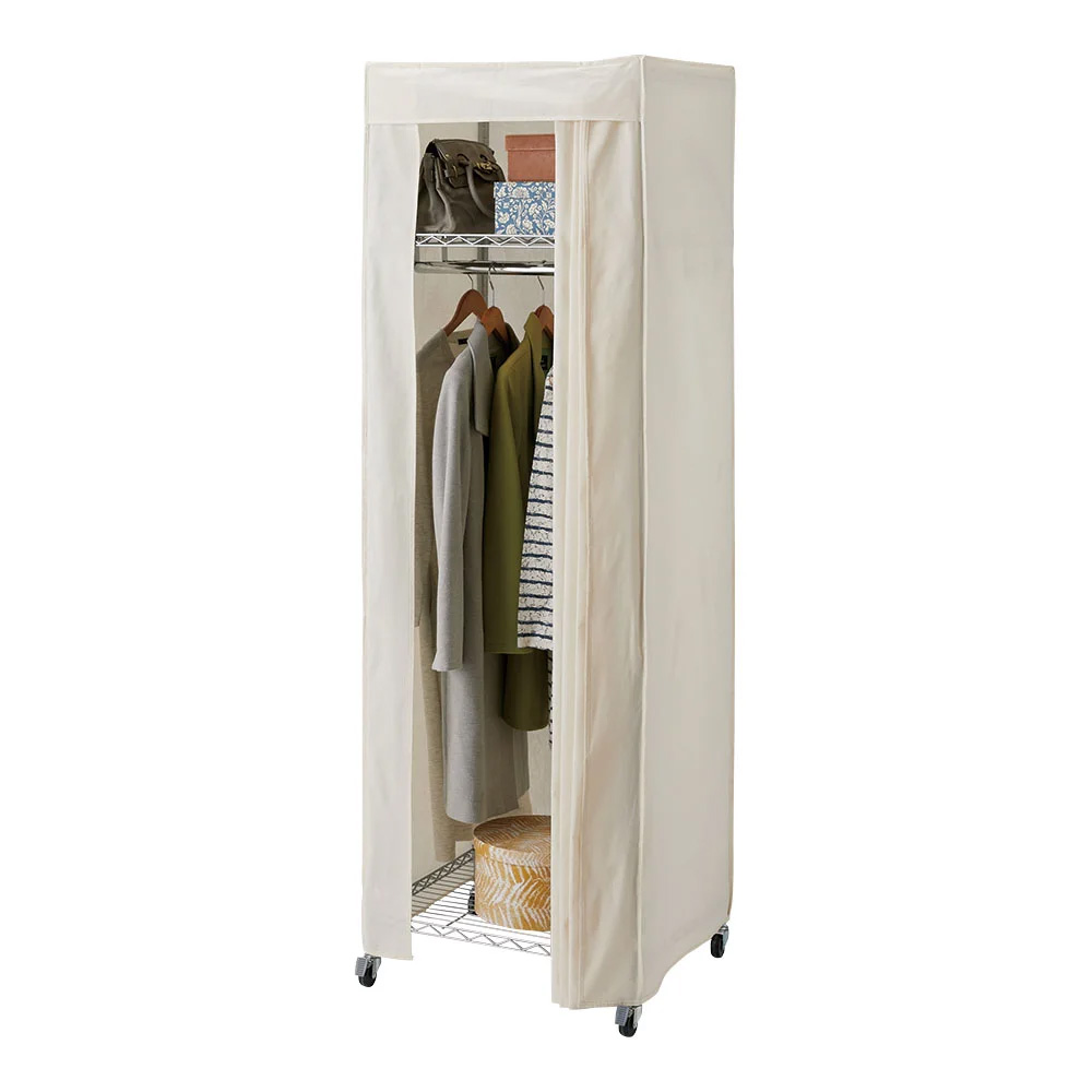 洗えるカバー付き 頑丈ハンガーラック ロータイプ・幅61cm ハンガーラック パイプハンガー 衣類収納 689018