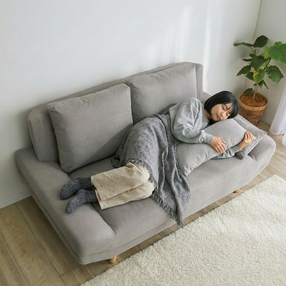 ゆったり座面のごろ寝ソファ 2人用ソファ ファブリックソファ ソファ 685203
