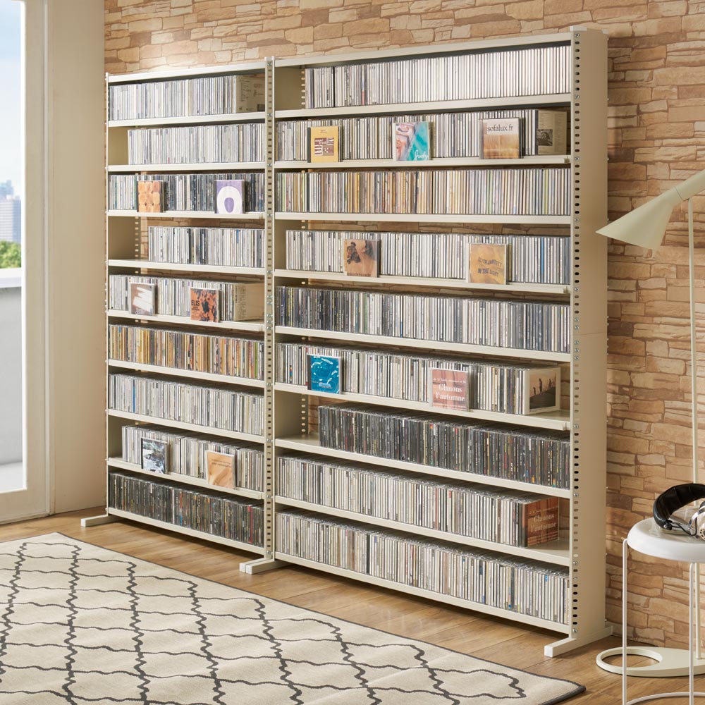 たっぷり収納！スチールラック スタンド式 CD用 幅90cm CD DVDラック 本棚 ラック シェルフ 688203