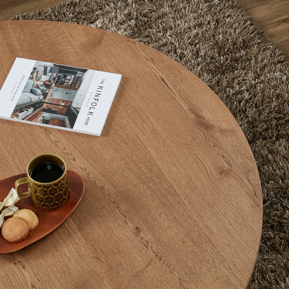 北海道産ミズナラ天然木のローこたつ 丸型 径90cm こたつテーブル こたつ 611404