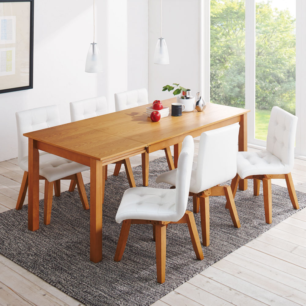 ナチュラルモダン伸長式オーク天然木ダイニングテーブル 幅135 180奥行85高さ70cm 通販 ディノス