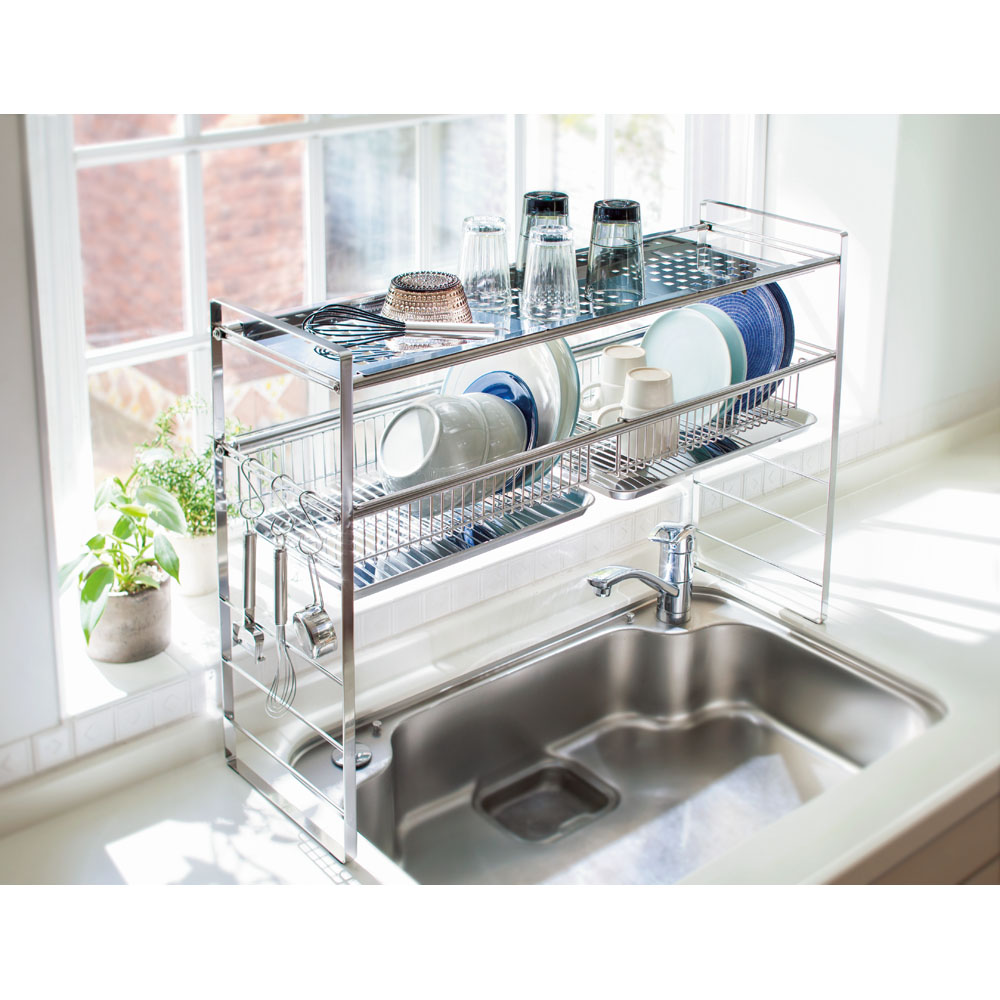 奥行がスリムになったシンク上水切りカゴ ラック 2段タイプ レギュラー 通販 ディノス