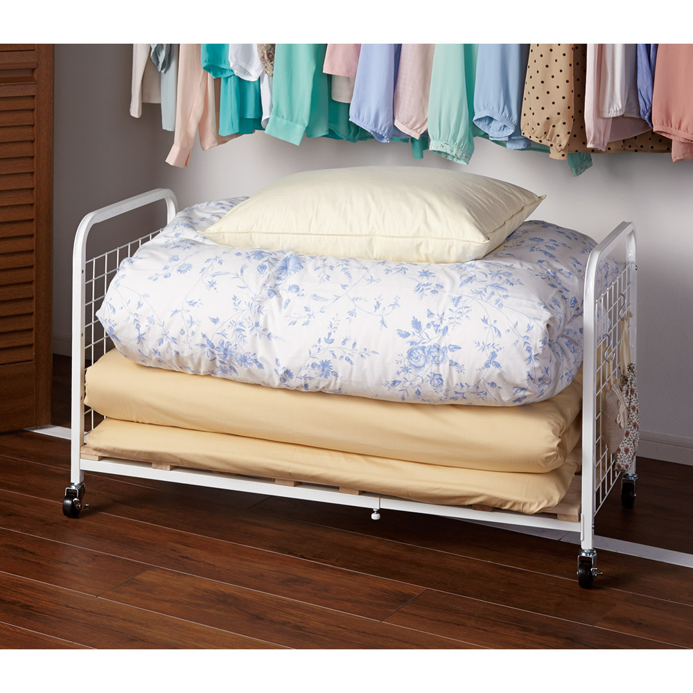 頑丈幅伸縮すのこ布団台 奥行53cmクローゼットワゴン 通販 ディノス