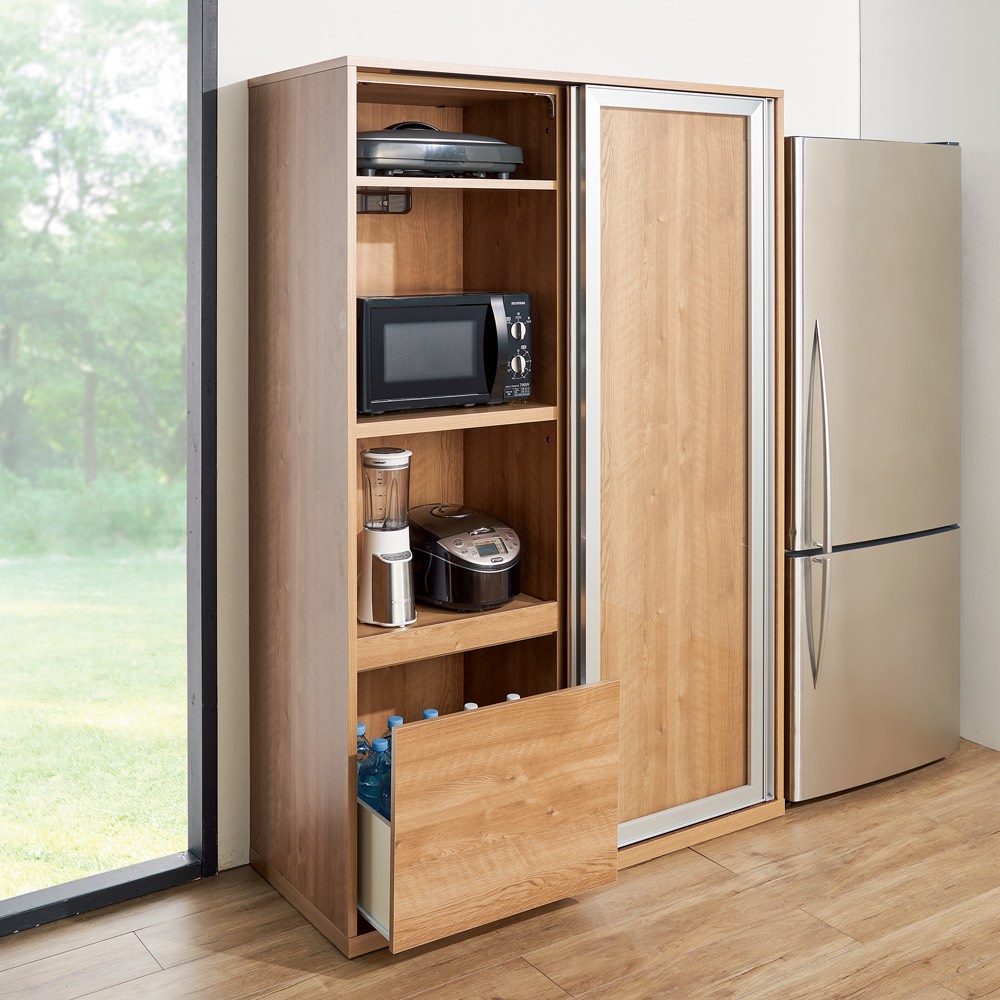 コンビニ受取対応商品 家具 収納 キッチン収納 食器棚 キッチンストッカー 食品ストッカー 食器が取りやすい引き戸式魅せる収納庫 幅140奥行50cm 5692 在庫一掃 Drchibornfree Com