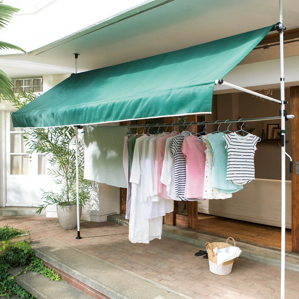 物干し竿 目隠し前幕付き 突っ張りオーニング 本体幅303cm 通販 ディノス