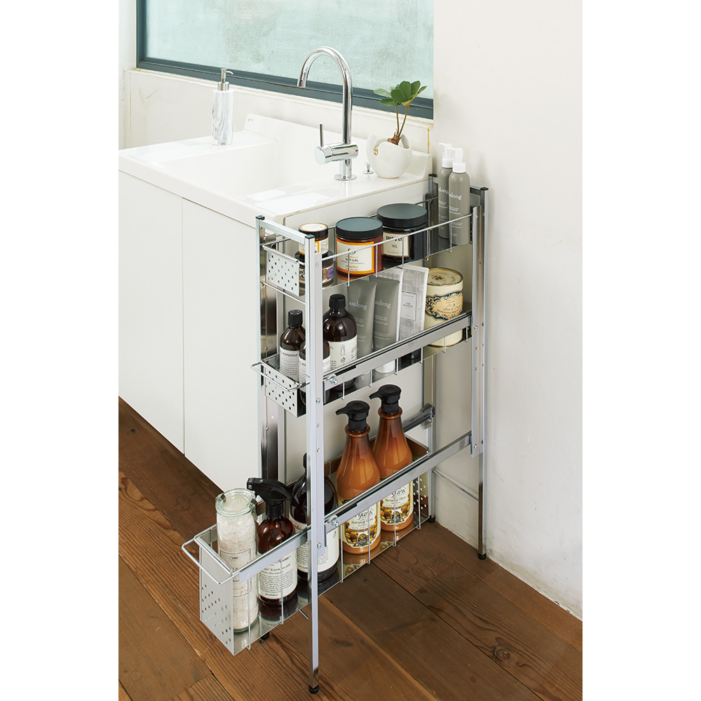 Dショッピング 家具 収納 トイレ収納 洗面所収納 ステンレス洗濯機サイドラック 3段 幅17 5cm高さ80 5cm カテゴリ トイレ 洗面所収納の販売できる商品 ディノス ドコモの通販サイト