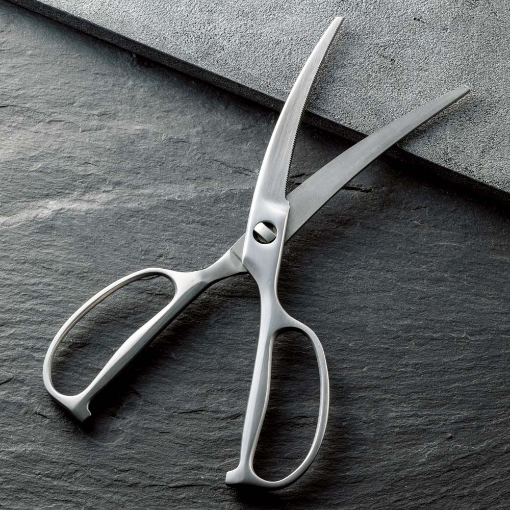 鍛造オールステンレス製 カーブキッチンバサミ 通販 ディノス