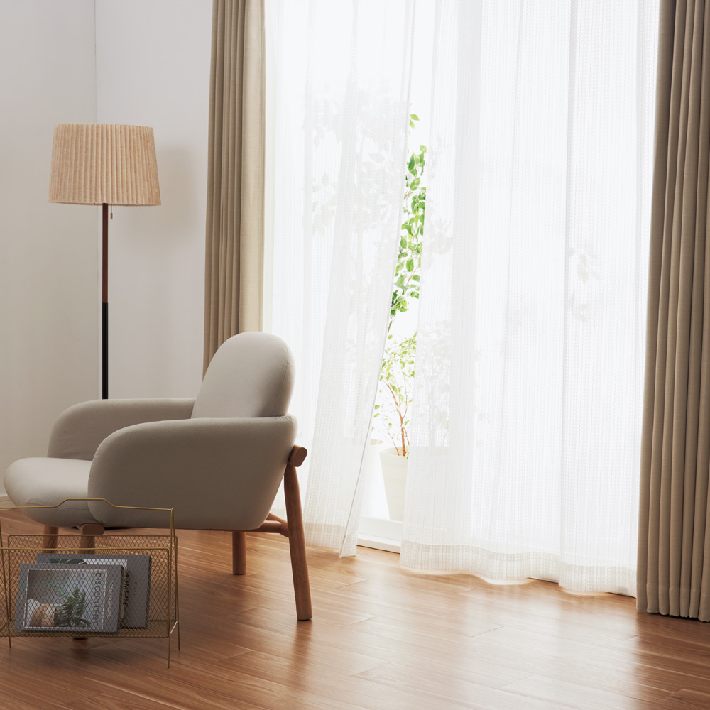 ≪幅100cm×丈218cm（2枚組）≫ 煌めくストライプレースカーテン レースカーテン カーテン 524113